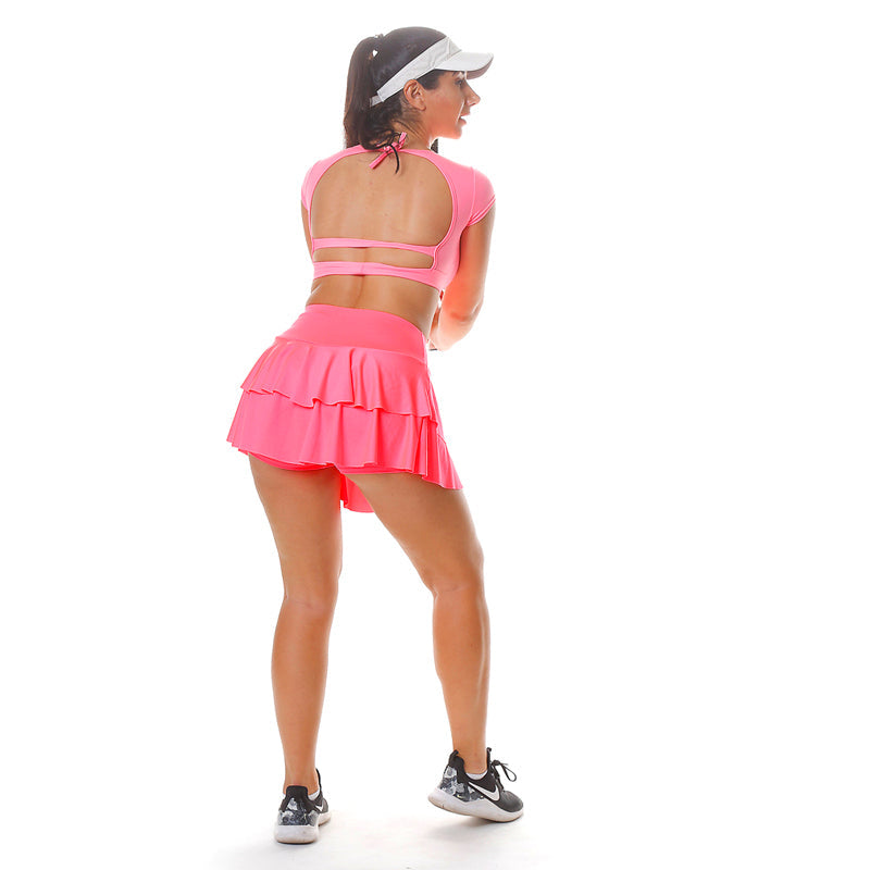 Double Bolero Skirt - T-Shirt Top - Pink