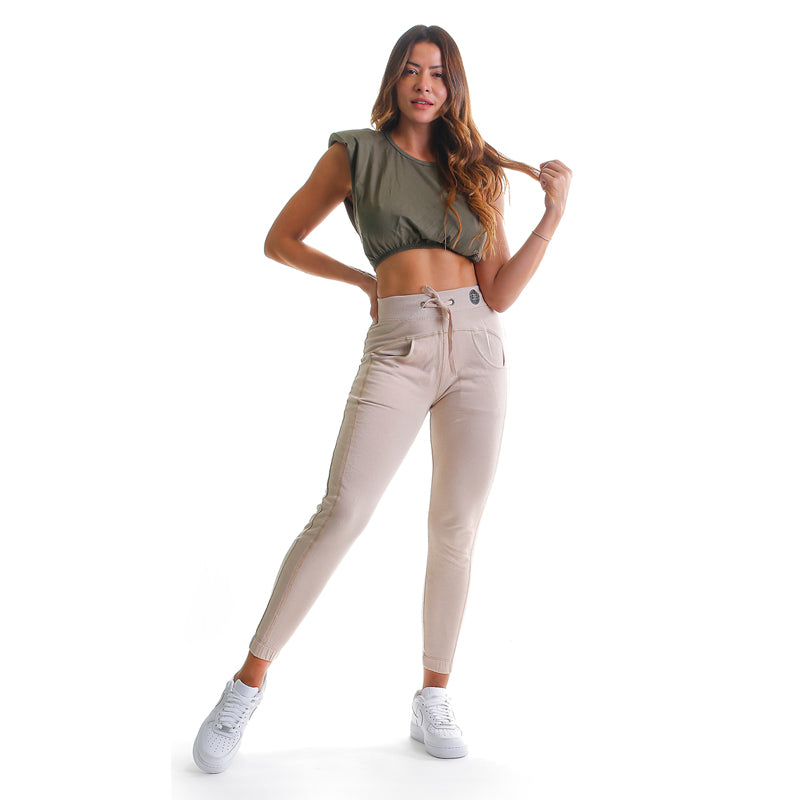 Clothing Set - Khaki Pants and Shoulder Pads Top